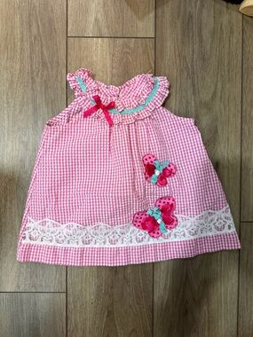 Sweet Seersucker Rare Editions Pink Gingham Dress Label